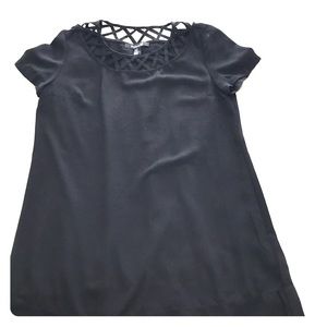 Black shift dress with detailing